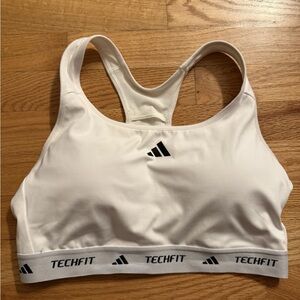 Women's Adidas Tech Fit Bra, White Size Large